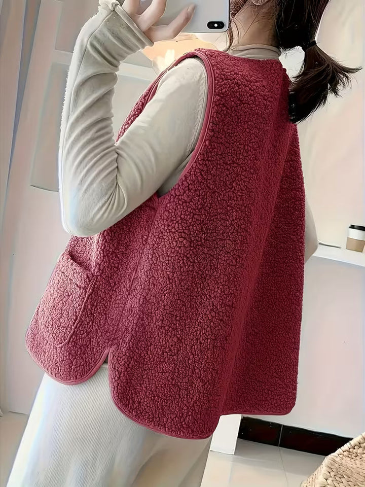 Miona – Plüsch-Fleece-Weste Mit Taschen
