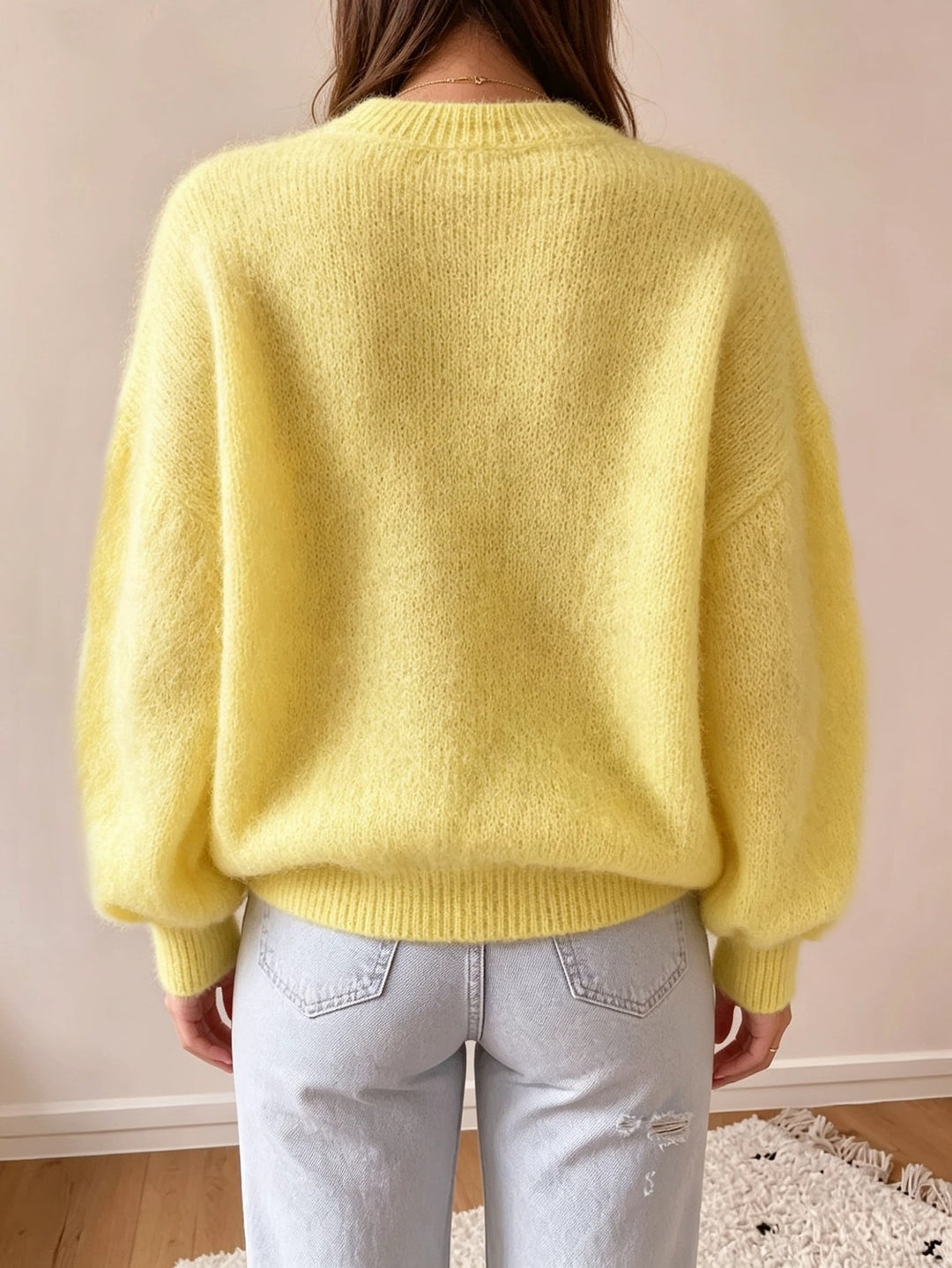 Margaretha – Strickpullover mit Rundhalsausschnitt und Ballonärmeln