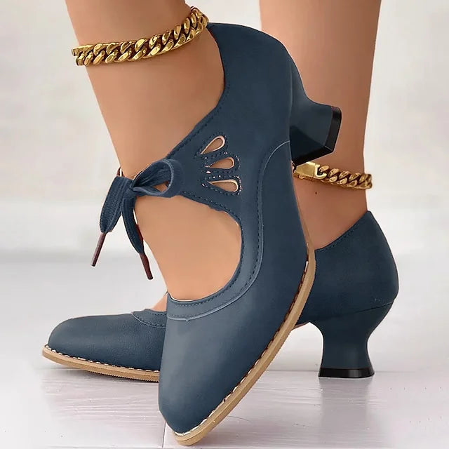 Zydrune - Vintage Leder Pumps Mit Hohem Absatz