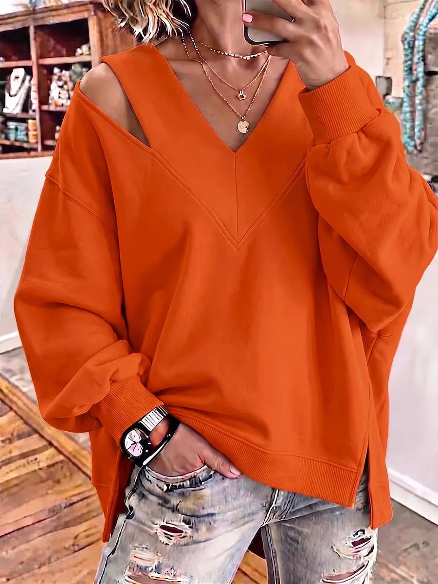 Kirstan – Schickes Oversize Sweatshirt Mit V-Ausschnitt Und Cut-out