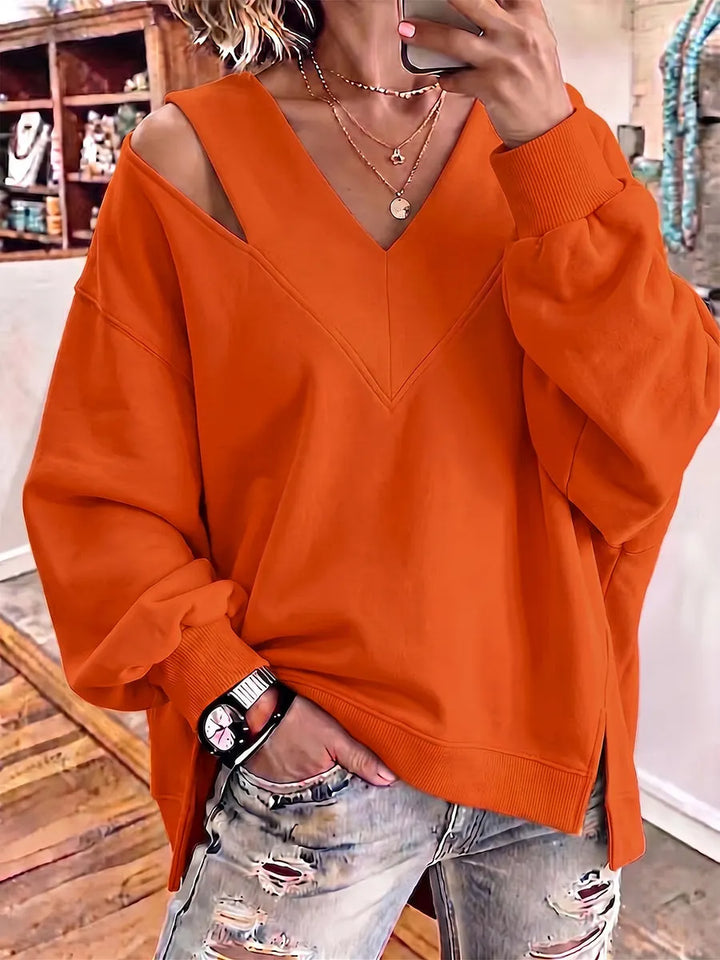 Kirstan – Schickes Oversize Sweatshirt Mit V-Ausschnitt Und Cut-out
