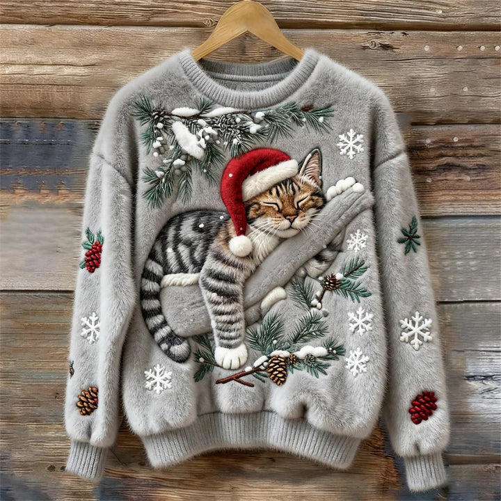 Elisabetta – Plüschpullover Mit Fauler Katze
