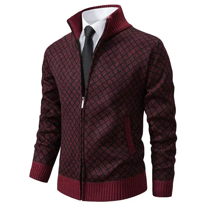 Klarik – Strickjacke MIT Durchgehendem Reißverschluss Und Rautenmuster