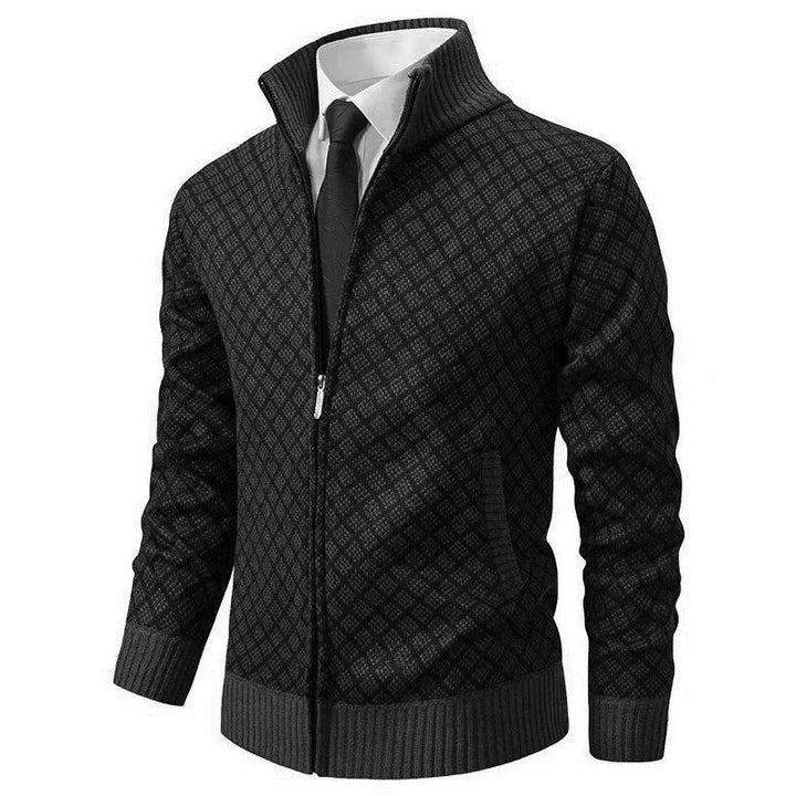 Klarik – Strickjacke MIT Durchgehendem Reißverschluss Und Rautenmuster