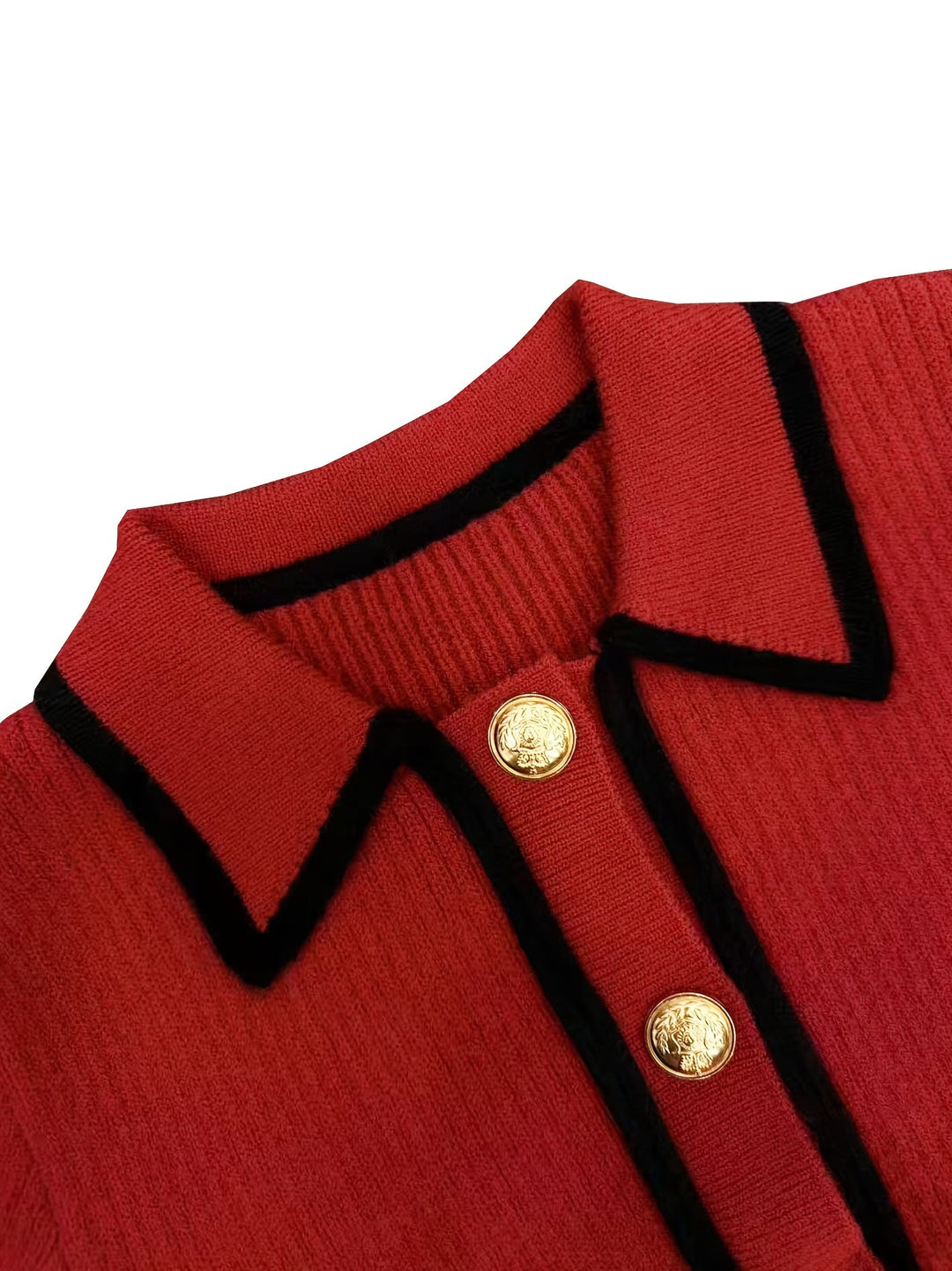 Dilnaz - Langärmeliger Pullover Mit Kontrastfarbenen Paspeln Und Knöpfen