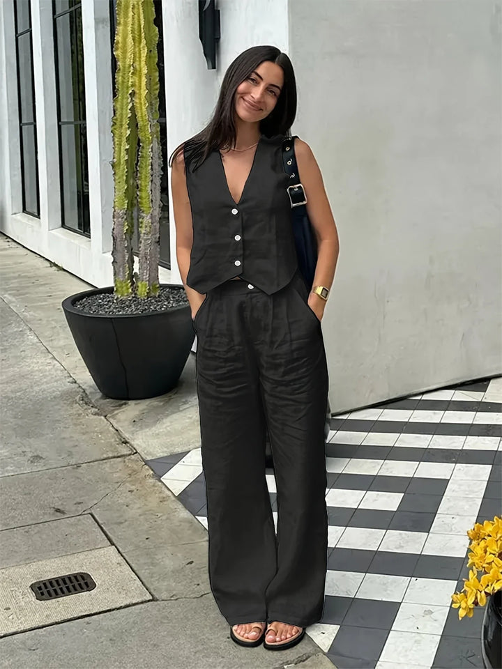 Jorja – Elegantes ärmelloses Zweiteiler Outfit-Set