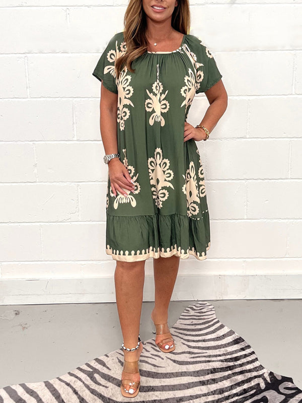 Gulfiya - Vintage Kleid Mit Rundhalsausschnitt