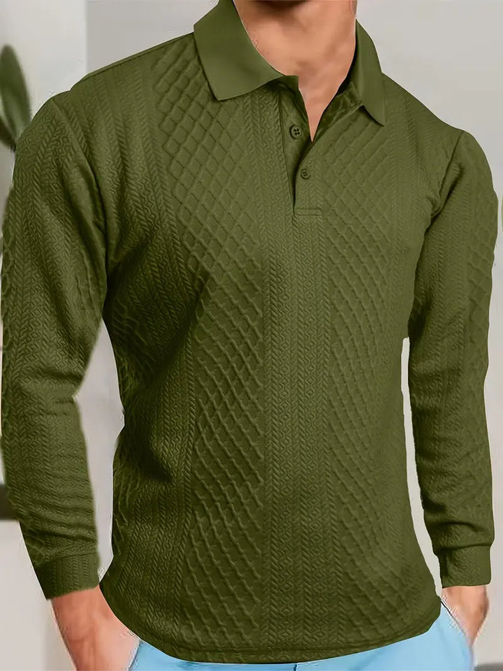 Benoit – Lior Strukturiertes T-Hemd Mit Jacquard Kragen