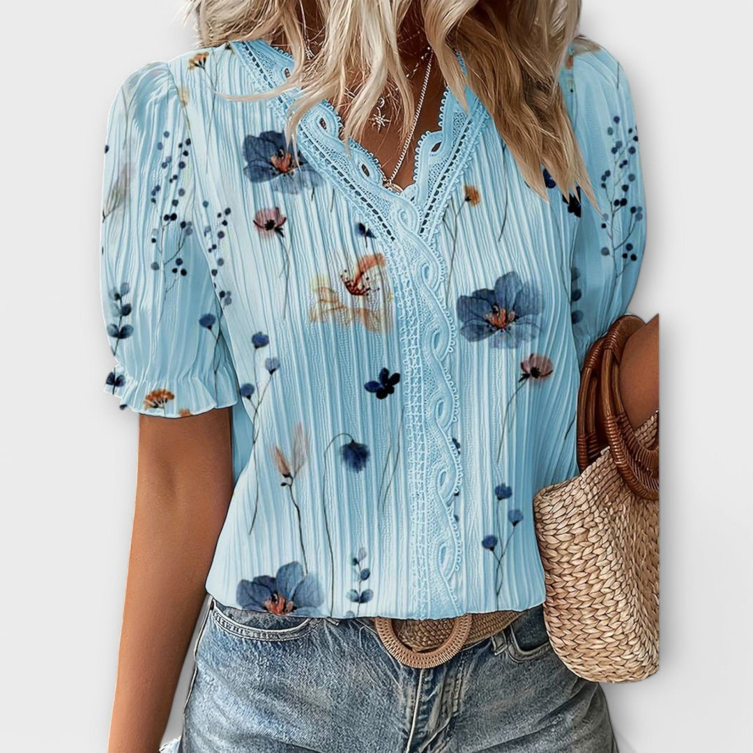 Bruni - Elegante Bedruckte Kurzarm Bluse