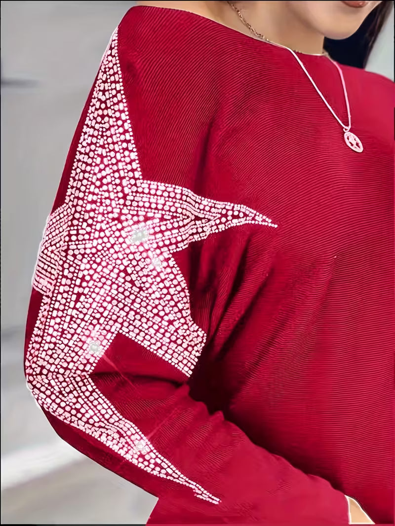 Bernardino - Eleganter Langarm Pullover Mit Sternen Drucken