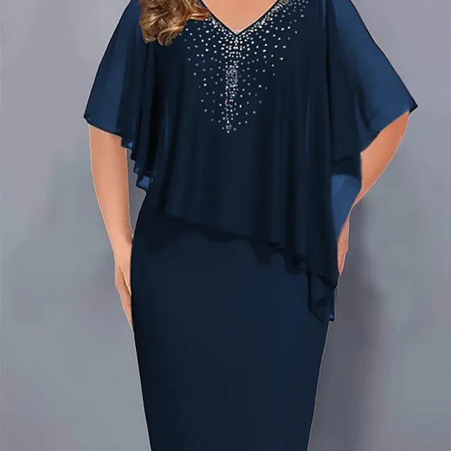 Amelie – Chiffon-kleid MIT V-ausschnitt Und Strassverzierung