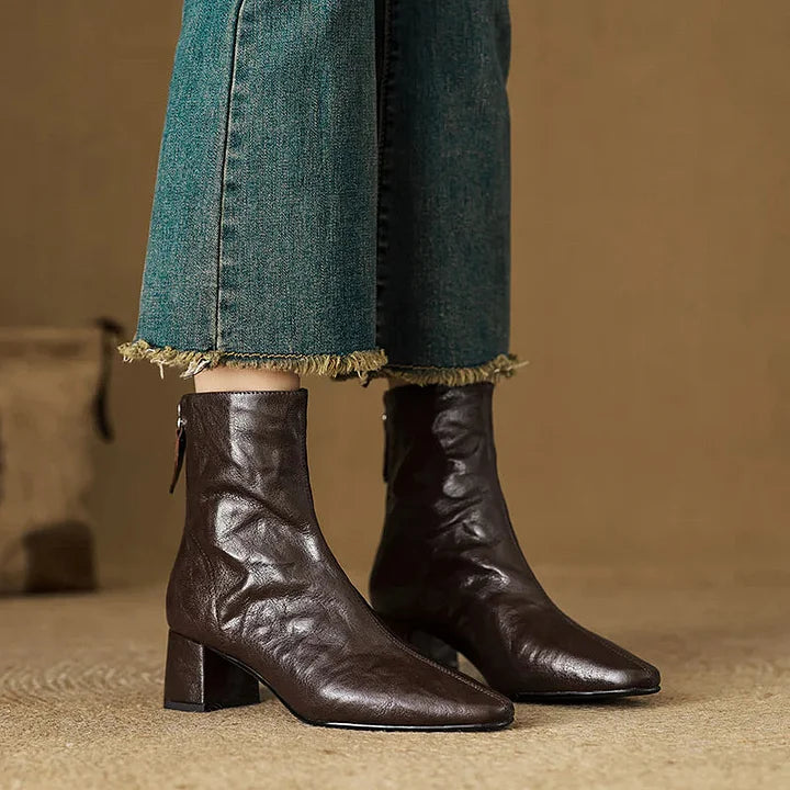 Selmia – Lässige Stiefeletten Mit Eckiger Zehenpartie