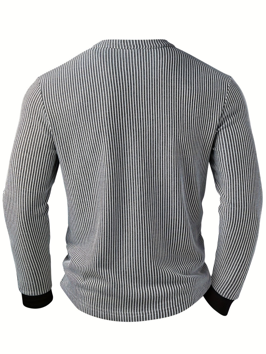 Deegan - Textured Striped Collar Long Sleeve Henley Shirt