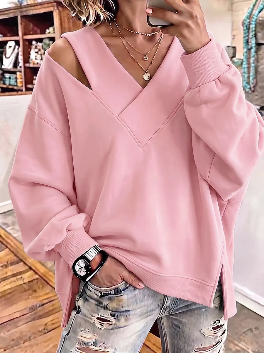 Kirstan – Schickes Oversize Sweatshirt Mit V-Ausschnitt Und Cut-out