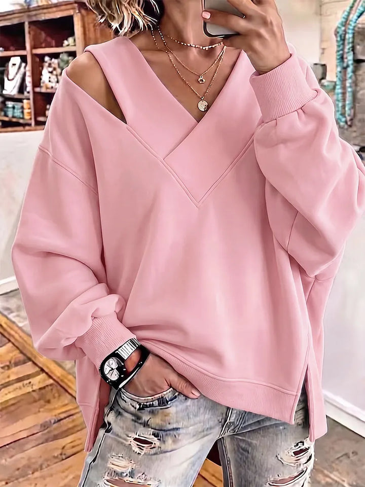 Kirstan – Schickes Oversize Sweatshirt Mit V-Ausschnitt Und Cut-out