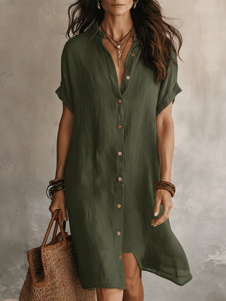 Nilisha – Midi-Shirtkleid Aus Leinen Und Baumwolle