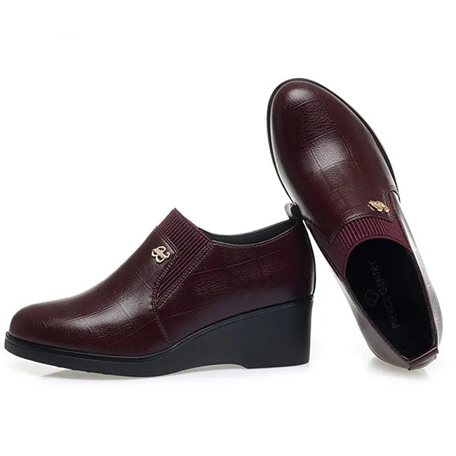 Cyntia - Orthopädische Keilabsatz Schuhe Aus Leder
