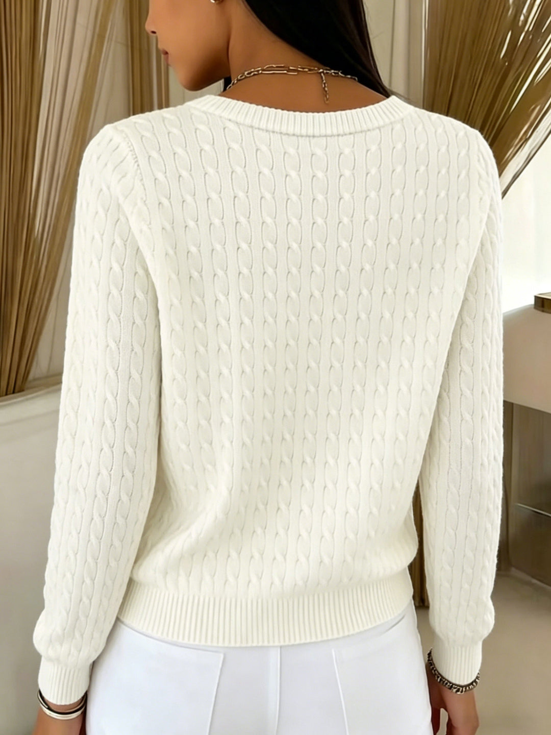 Kitija – Strickjacke im Zopfmuster Mit Knöpfen