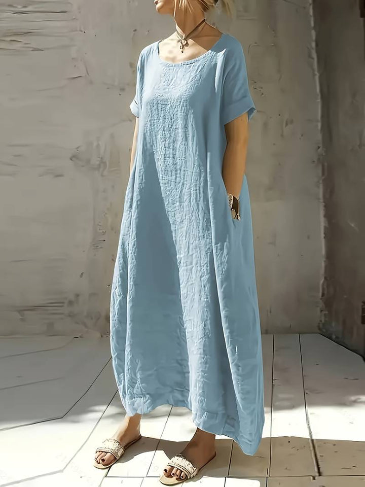 Anuradhi - Lässiges Langes Kleid Mit Weiten Ärmeln
