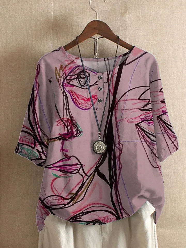 Silina – Bluse Mit Abstraktem Figuren Muster