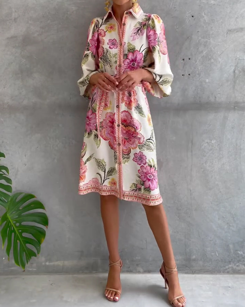 Nylera – Kleid Mit Laternenärmeln Und V-Ausschnitt
