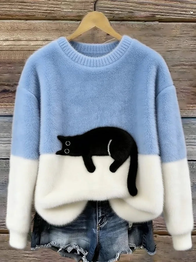 Zaidia – Gemütlicher Strickpullover Mit Süßer Katze