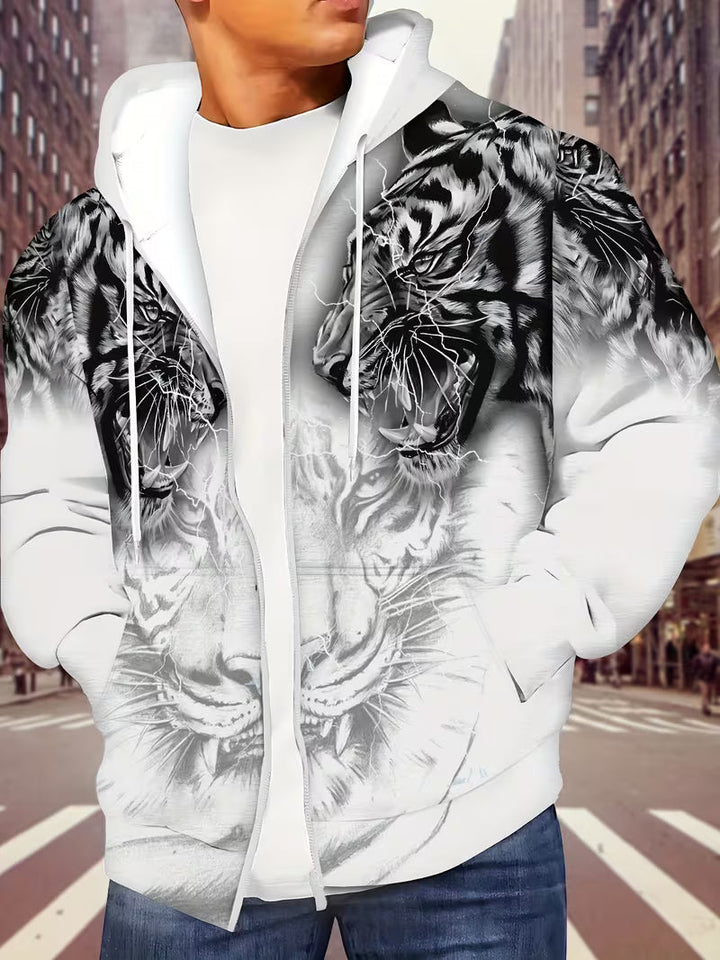 Luciano – Kapuzenpullover Mit Reißverschluss Und Tiger Muster