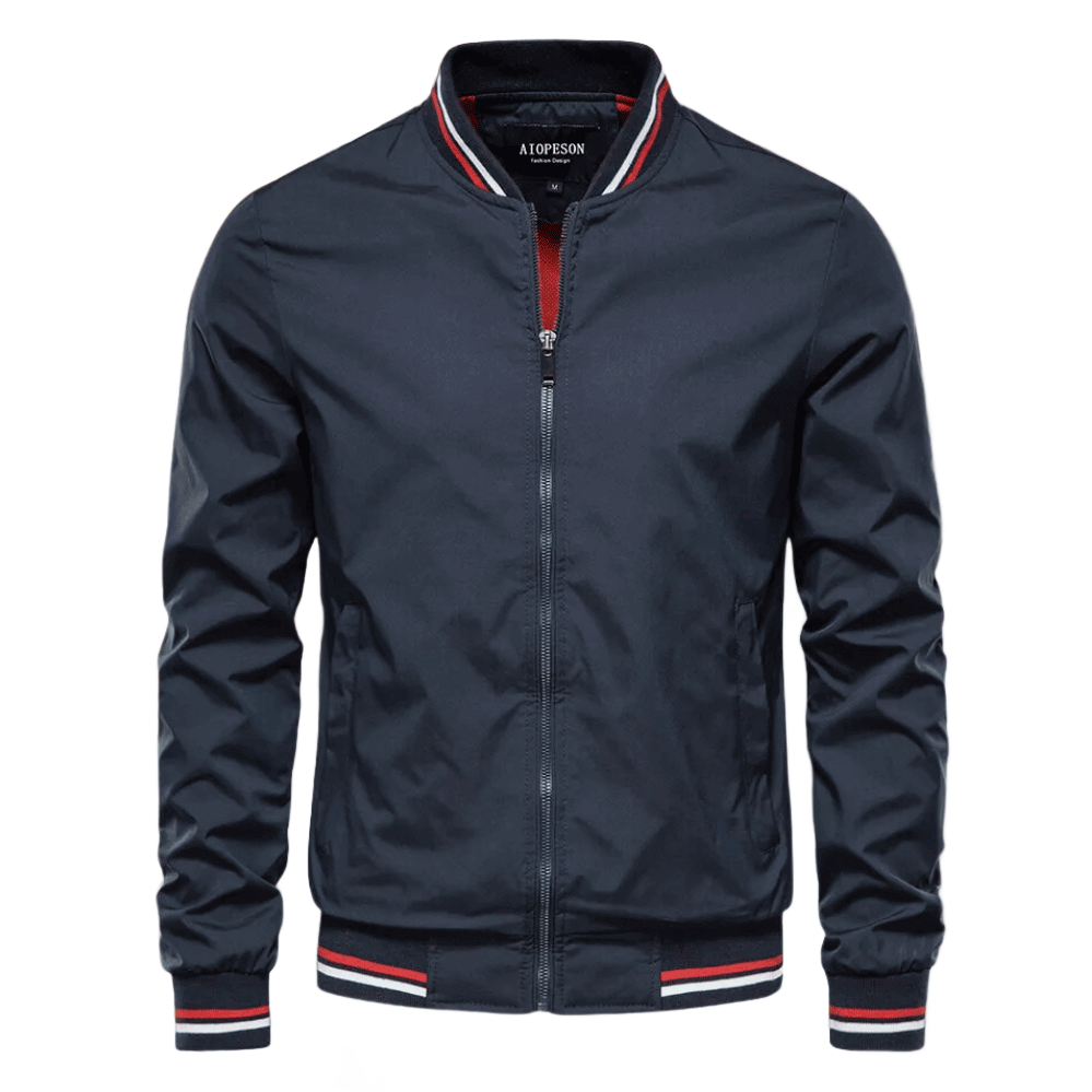 Noam – Klassische Bomber Jacke Mit Gestreiftem Besatz