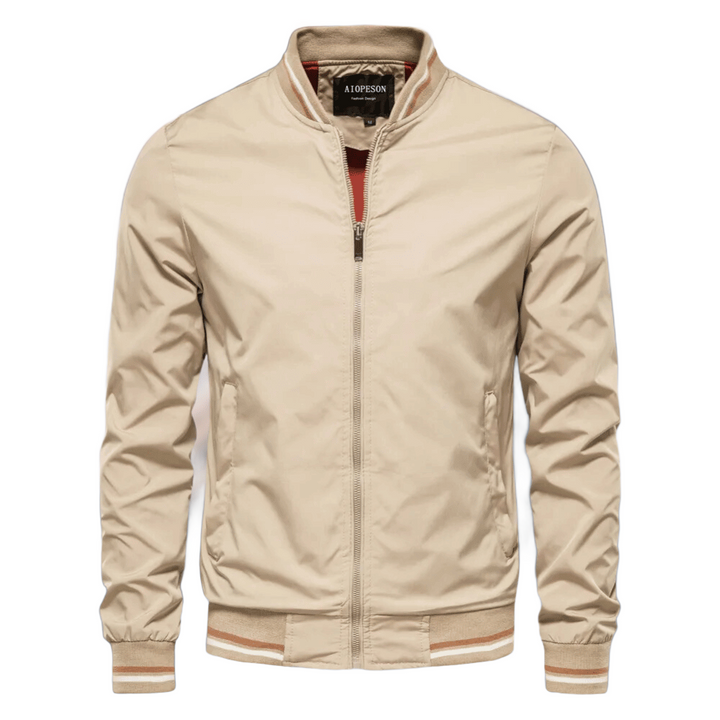 Noam – Klassische Bomber Jacke Mit Gestreiftem Besatz