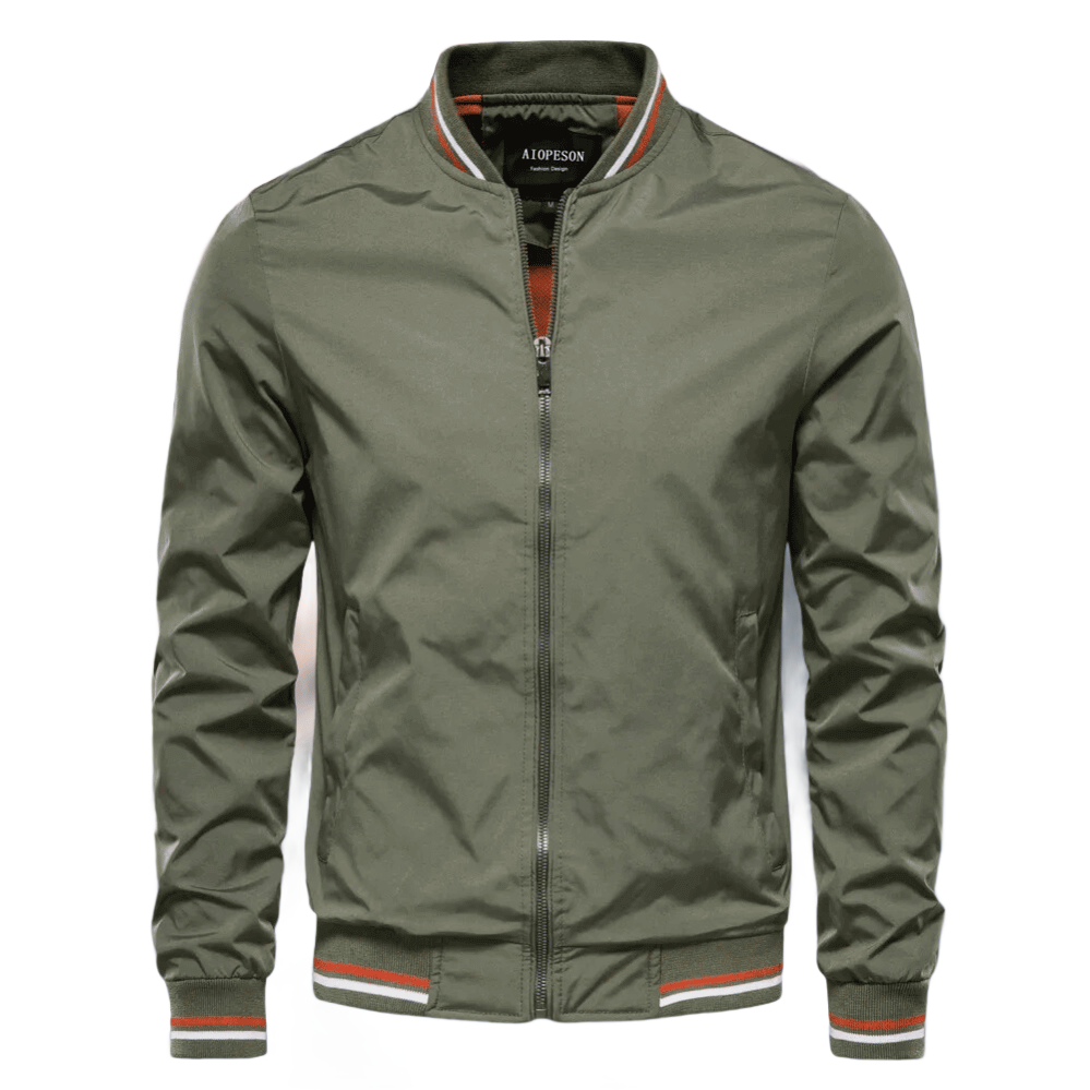 Noam – Klassische Bomber Jacke Mit Gestreiftem Besatz