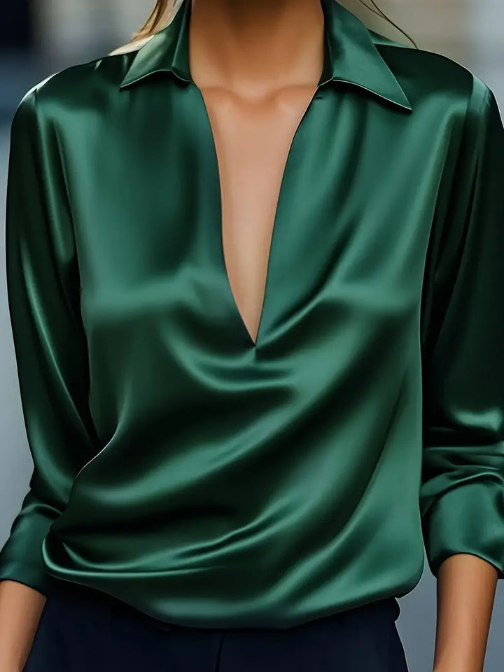 Nadene - Prämie Bluse Mit V-Ausschnitt