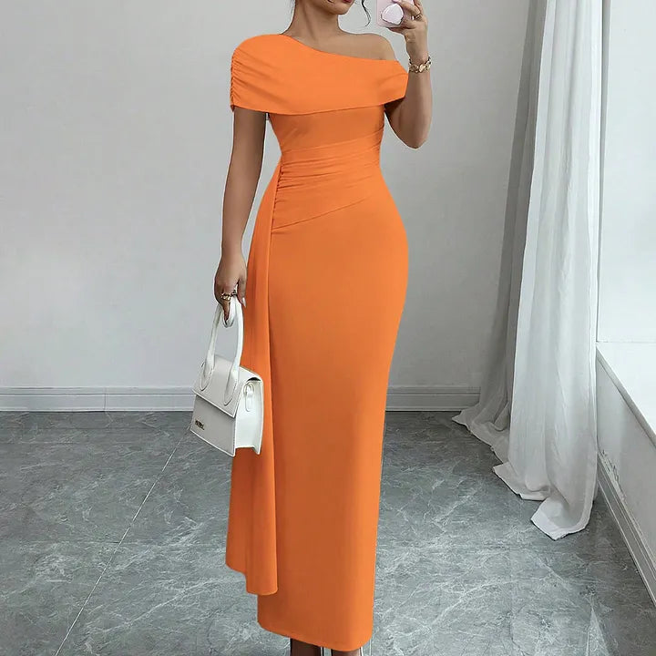 Lisete - Elegantes Ein-Schulter-Ausschnitt  Maxikleid