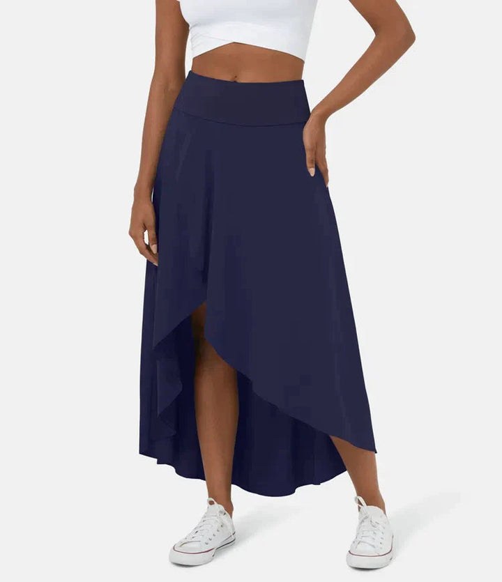 Keisha - Lässiger Midirock Mit Hoher Taille Und Tiefem Volantrock
