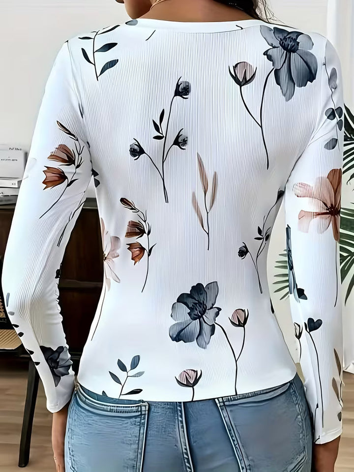 Rabiye – Oberteil mit Blumenmuster und quadratischem Ausschnitt
