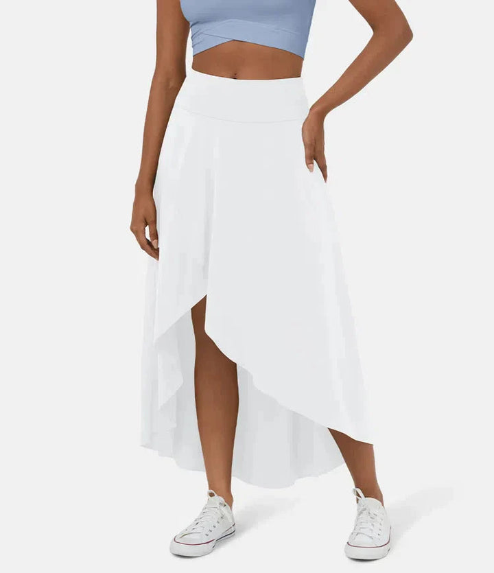 Keisha - Lässiger Midirock Mit Hoher Taille Und Tiefem Volantrock