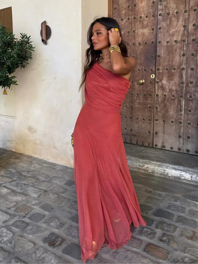 Dainia – Ein-Schulter-Maxikleid Aus Netz