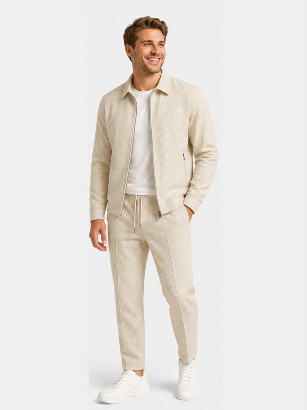 Tobiana - Set Aus Strukturierter Jacke MIT Reißverschluss Und Hose MIT Kordelzug