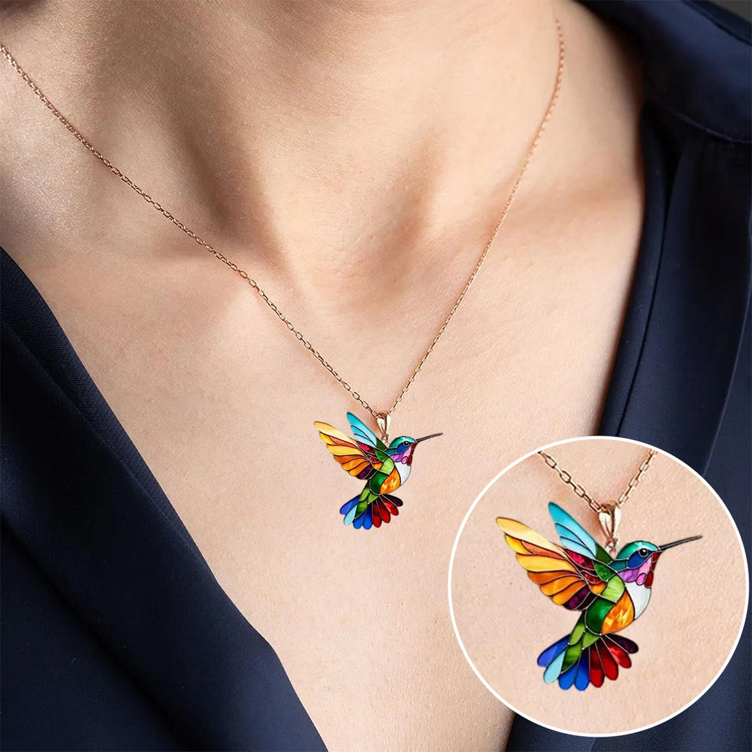 Nahla – Kolibri Halskette und Ohrringe