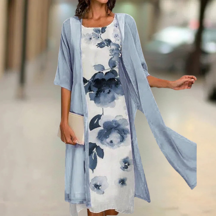 Nasira - Langes Baumwollkleid mit Rundhalsausschnitt