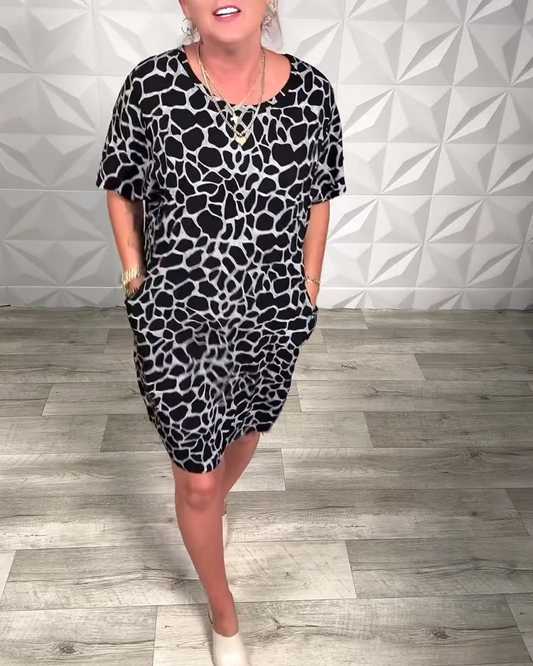 Salvinia - Lässiges Kleid Mit Rundhalsausschnitt Und Drucken