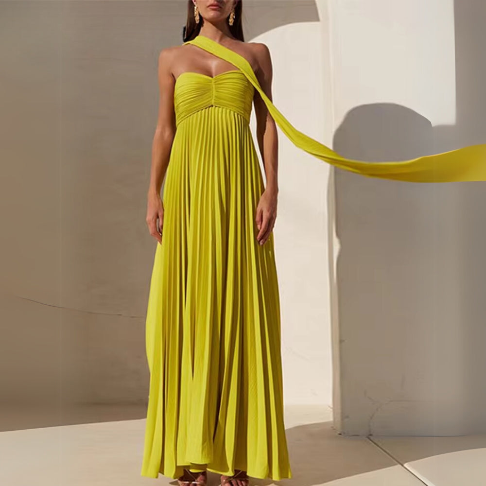 Melista – Elegantes Langes Plissee Kleid