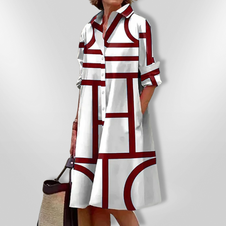 Lynna – Lässiges Midi Kleid Mit Taschen Und Knöpfen