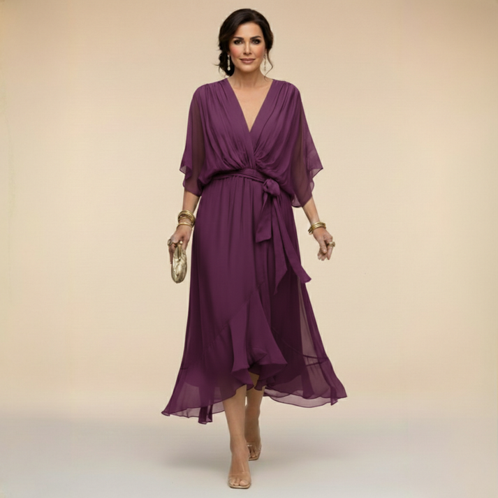 Harshani - Lappen Kleid Mit V-Ausschnitt