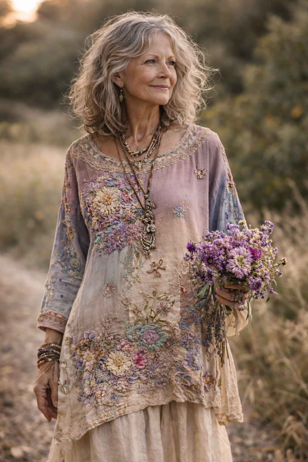 Ridika – Atmungsaktives Blumen Kleid Mit Rund Halsausschnitt