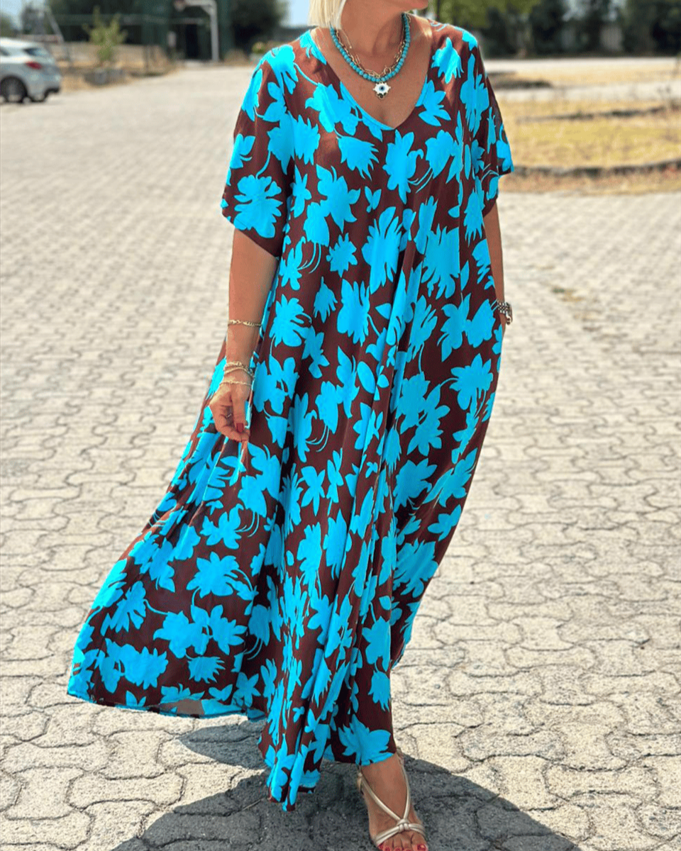 Gomez – Lässiges Maxi Kleid Mit Blumen Drucken
