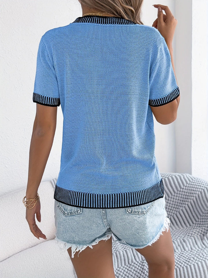 Alethea – Elegantes Rundhals Und Gestreiftes Strickoberteil