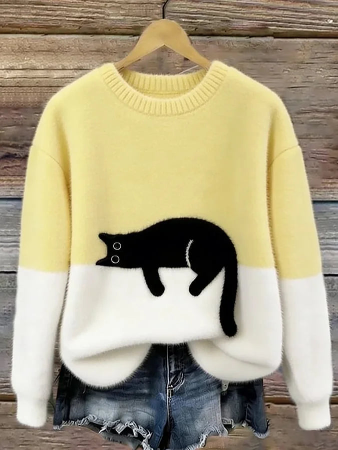 Zaidia – Gemütlicher Strickpullover Mit Süßer Katze