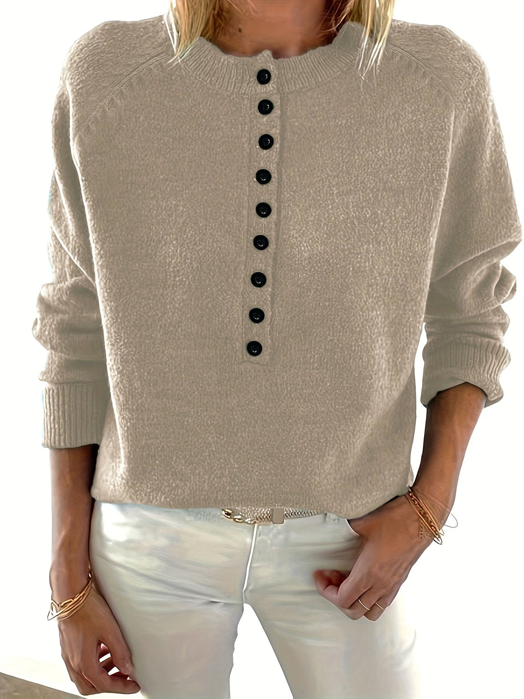 Yelena - Langärmeliger Pullover Mit Knöpfen