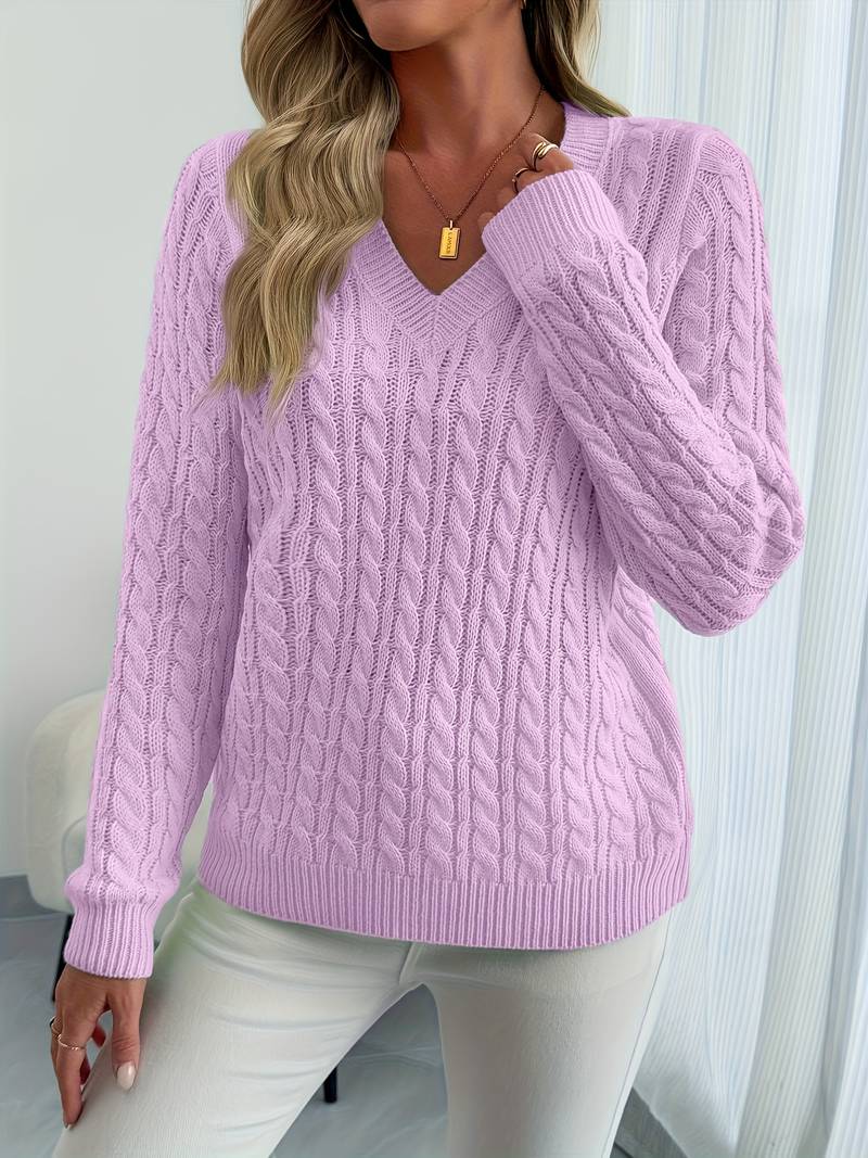 Zivah - Stylischer Gerippter Pullover Mit V-Ausschnitt