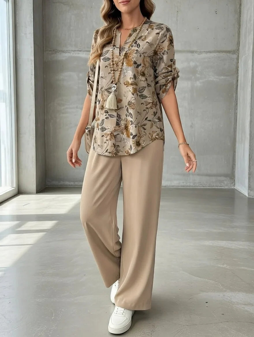 Kresimira – Elegantes Zweiteiliges Set Mit Blumen Muster